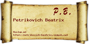 Petrikovich Beatrix névjegykártya